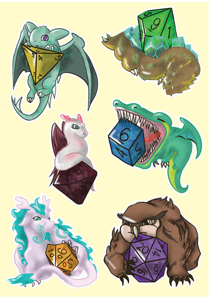 D&amp;D Dice Sticker Sheet